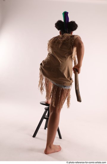 Woman Young Average Black Fighting with spear Standing poses Casual