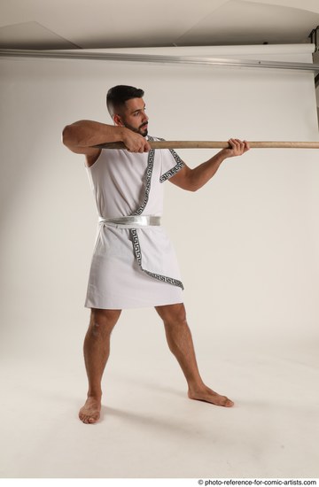 Man Adult Muscular White Fighting with spear Standing poses Casual