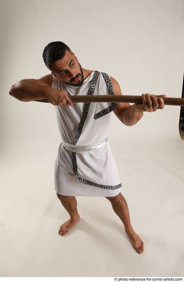 Man Adult Muscular White Fighting with spear Standing poses Casual