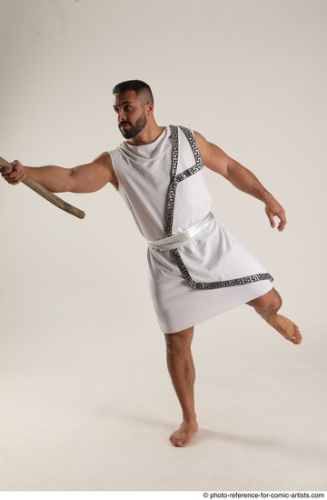 Man Adult Muscular White Fighting with spear Standing poses Casual