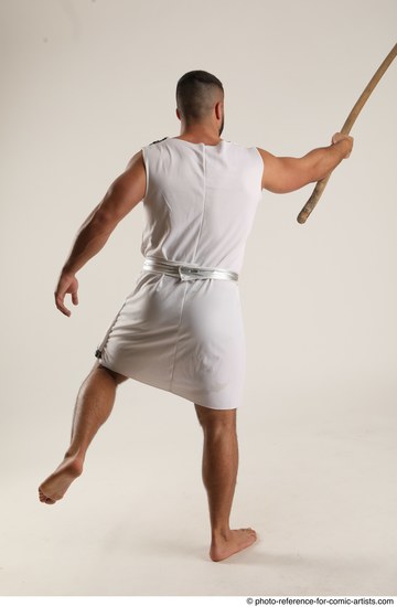 Man Adult Muscular White Fighting with spear Standing poses Casual