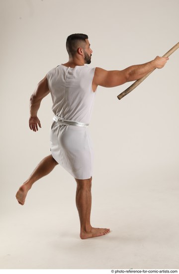 Man Adult Muscular White Fighting with spear Standing poses Casual