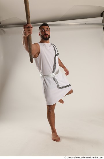 Man Adult Muscular White Fighting with spear Standing poses Casual