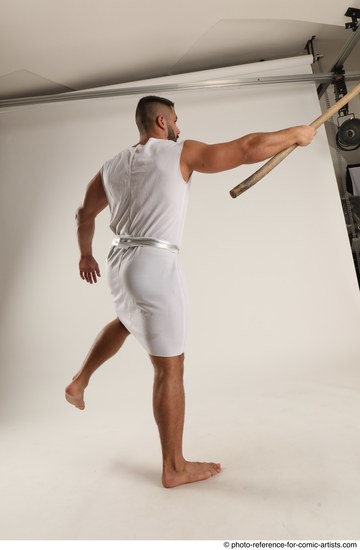 Man Adult Muscular White Fighting with spear Standing poses Casual