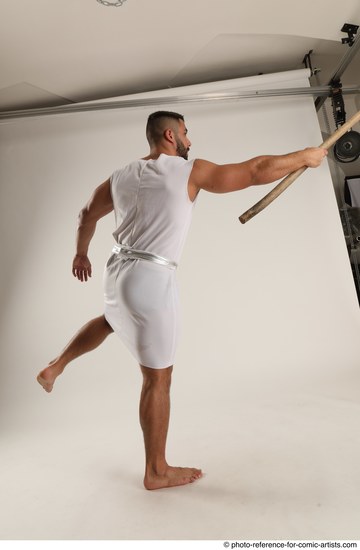 Man Adult Muscular White Fighting with spear Standing poses Casual