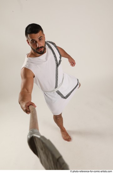 Man Adult Muscular White Fighting with spear Standing poses Casual