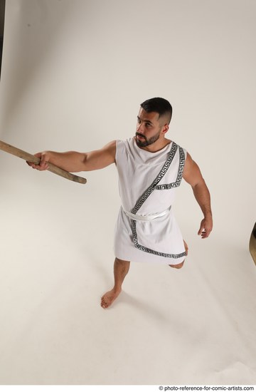 Man Adult Muscular White Fighting with spear Standing poses Casual