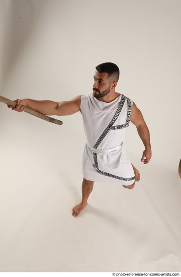 Man Adult Muscular White Fighting with spear Standing poses Casual