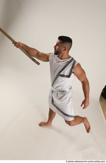 Man Adult Muscular White Fighting with spear Standing poses Casual