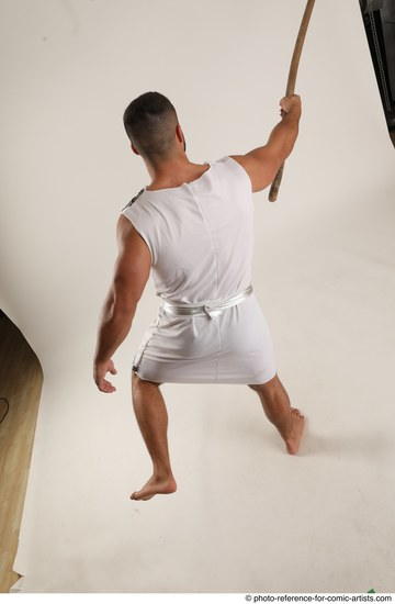 Man Adult Muscular White Fighting with spear Standing poses Casual