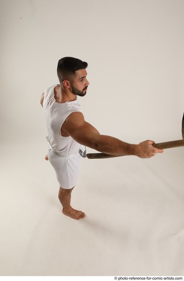 Man Adult Muscular White Fighting with spear Standing poses Casual