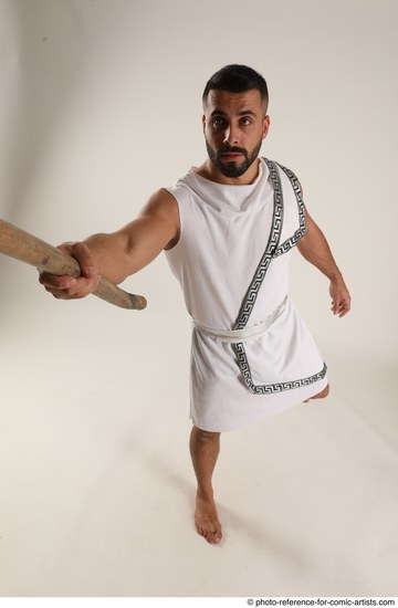 Man Adult Muscular White Fighting with spear Standing poses Casual