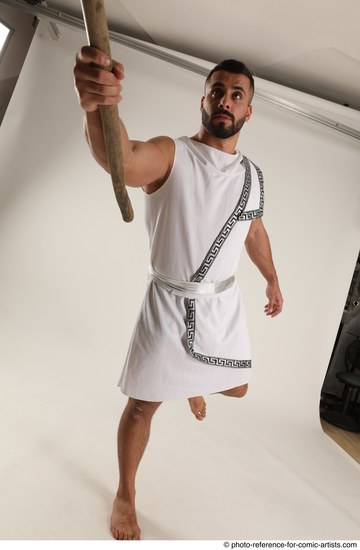 Man Adult Muscular White Fighting with spear Standing poses Casual