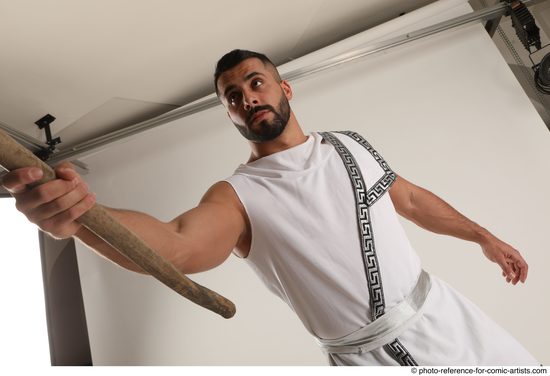 Man Adult Muscular White Fighting with spear Standing poses Casual