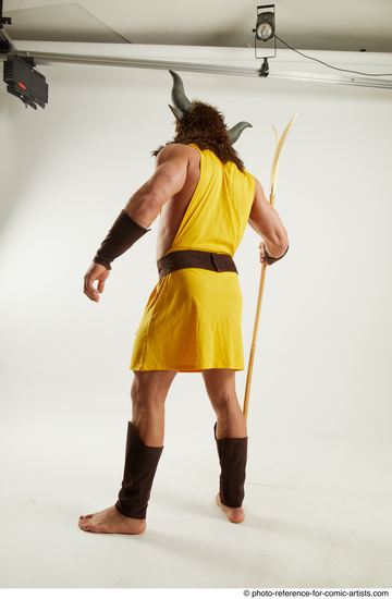 Man Adult Athletic White Fighting with spear Standing poses Casual