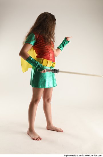 Woman Young Average White Fighting with sword Standing poses Casual