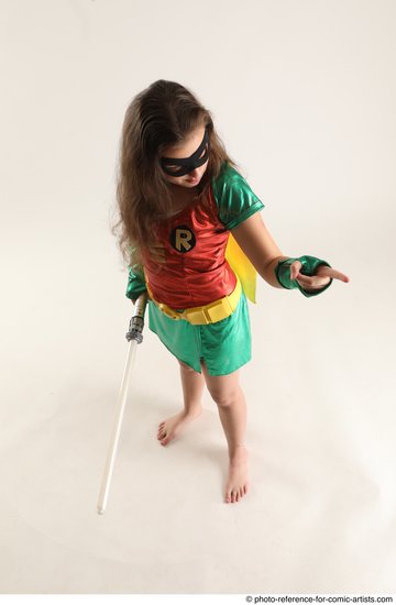 Woman Young Average White Fighting with sword Standing poses Casual