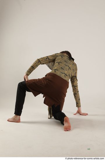 Man Adult Athletic White Kneeling poses Casual Dance