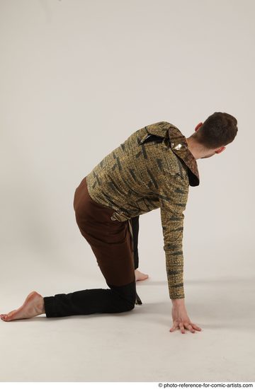 Man Adult Athletic White Kneeling poses Casual Dance