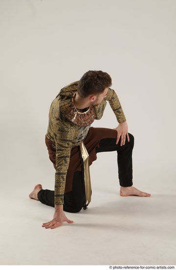 Man Adult Athletic White Kneeling poses Casual Dance