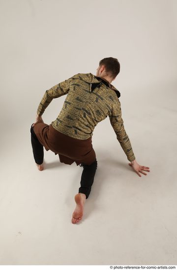 Man Adult Athletic White Kneeling poses Casual Dance