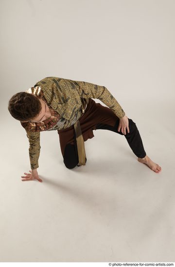 Man Adult Athletic White Kneeling poses Casual Dance