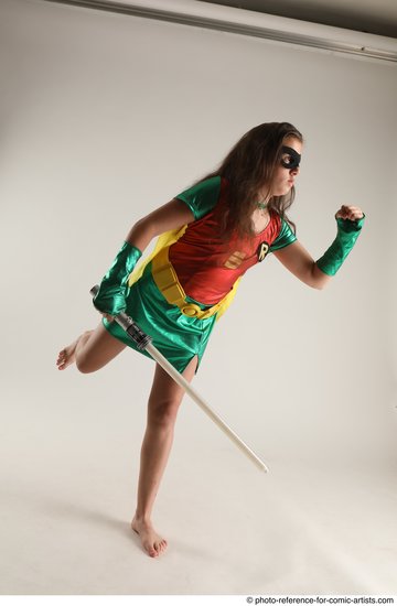 Man Young Average White Fighting with sword Standing poses Casual