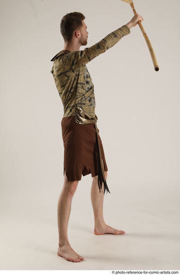 Man Adult Athletic White Fighting with spear Standing poses Casual