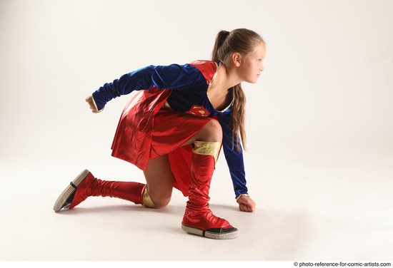 Woman Young Athletic White Neutral Kneeling poses Casual