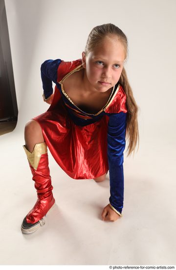 Woman Young Athletic White Neutral Kneeling poses Casual