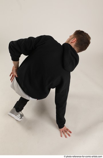 Man Adult Athletic White Kneeling poses Sportswear Dance