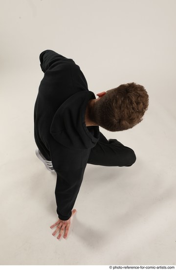 Man Adult Athletic White Kneeling poses Sportswear Dance