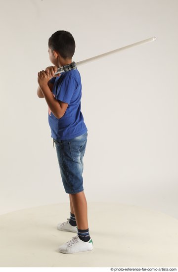 Man Young Athletic White Fighting with sword Standing poses Casual