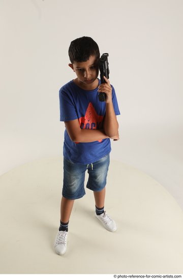 Man Young Athletic White Fighting with gun Standing poses Casual