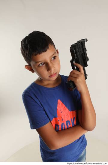 Man Young Athletic White Fighting with gun Standing poses Casual