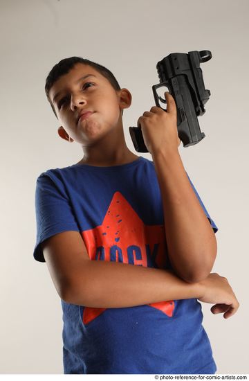 Man Young Athletic White Fighting with gun Standing poses Casual