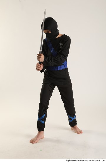 Man Young Athletic White Fighting with sword Standing poses Casual