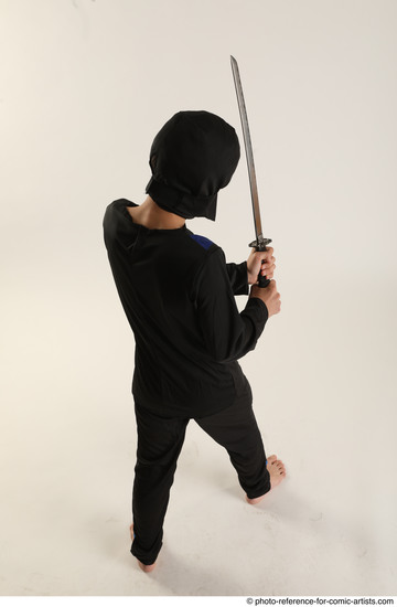 Man Young Athletic White Fighting with sword Standing poses Casual