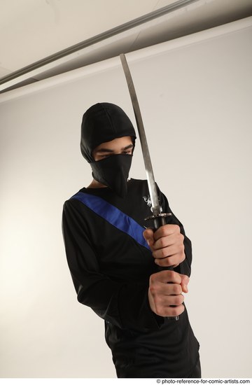 Man Young Athletic White Fighting with sword Standing poses Casual