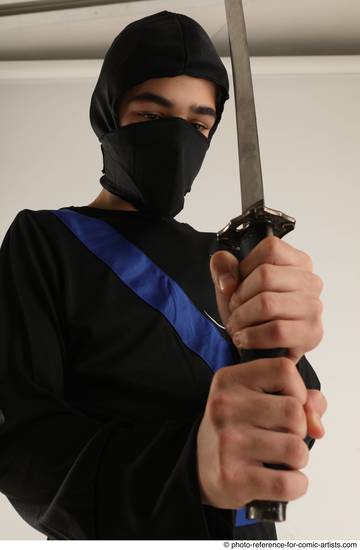 Man Young Athletic White Fighting with sword Standing poses Casual