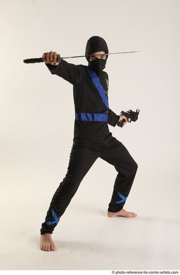 Man Young Athletic Fighting with sword Standing poses Casual Asian