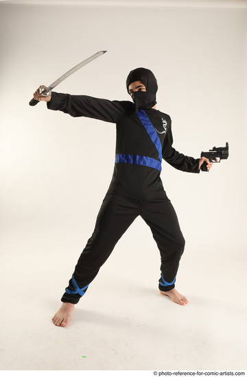 Man Young Athletic Fighting with sword Standing poses Casual Asian