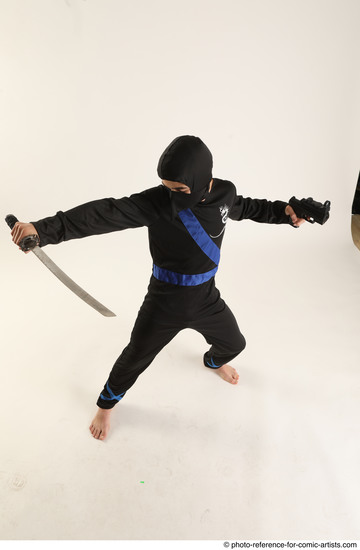 Man Young Athletic Fighting with sword Standing poses Casual Asian