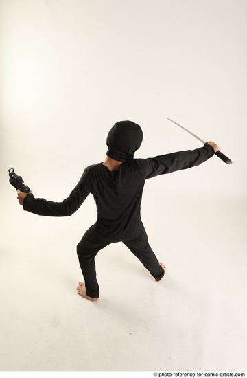 Man Young Athletic Fighting with sword Standing poses Casual Asian