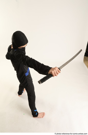 Man Young Athletic Fighting with sword Standing poses Casual Asian