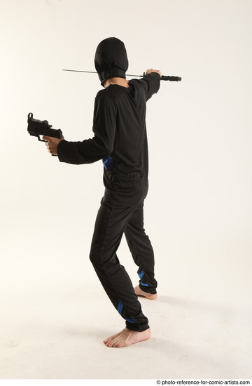 Man Young Athletic Fighting with sword Standing poses Casual Asian