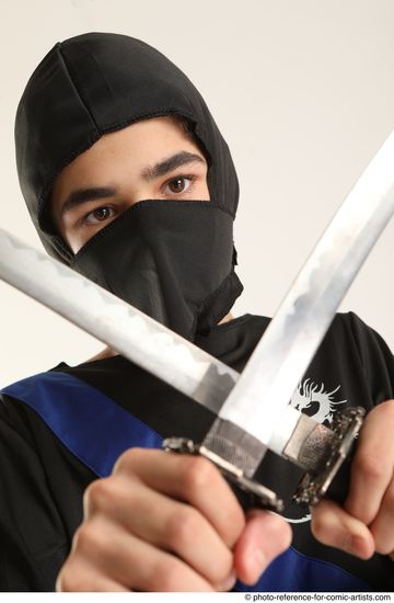 Man Young Athletic Fighting with sword Standing poses Casual Asian