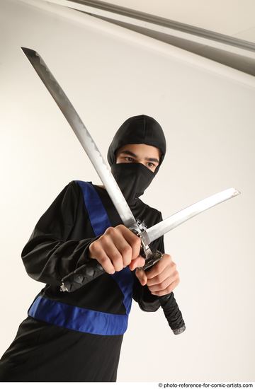 Man Young Athletic Fighting with sword Standing poses Casual Asian