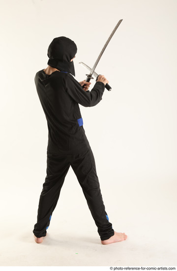 Man Young Athletic Fighting with sword Standing poses Casual Asian