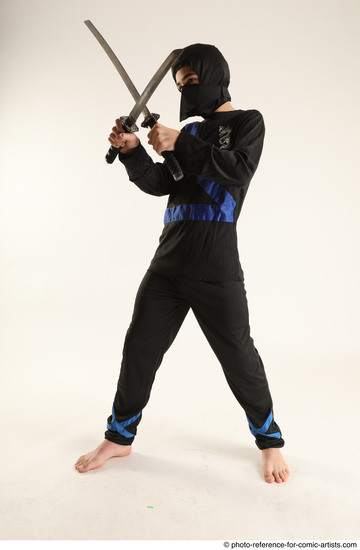 Man Young Athletic Fighting with sword Standing poses Casual Asian